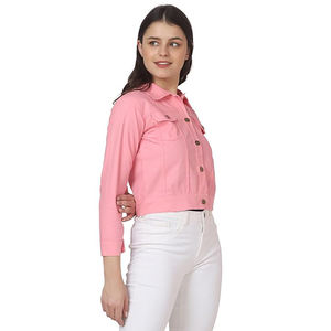 Oversized Cropped Denim Jacket Vintage Crop Top Button Pocket Sleeve <b>Baggy</b> <b>Jeans</b> Jackets <b>Women</b> Spring - Product Image 1