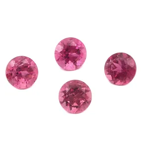 Round 4x4mm Natural Rubellite Gold Quality Natural Certified Pink Loose Gemstone Material for making Jewelry Loose Gemstone