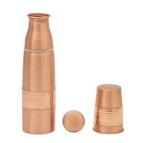 โรงงานผลิตโดยตรง กระติกน้ำทองแดงลายตอก 330 กรัม ความจุ 1 ลิตร แก้วน้ำสแตนเลสทันสมัย สไตล์ดั้งเดิม กระติกน้ำร้อนทองแดง - Product Image 1