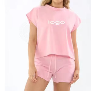 Conjunto de ropa informal de último estilo para mujer, conjunto de pantalones cortos, camiseta de manga corta de dos piezas para mujer, conjuntos de pantalones cortos - Product Image 1