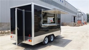 Grosir truk makanan seluler baja tahan karat 220V troli Trailer makanan seluler jalan bersertifikasi untuk dijual di pabrik makanan ringan