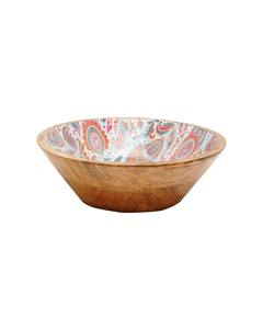 Cuenco para servir mesa de madera de acacia con estampado de esmalte de diseño antiguo, mayorista, exportador, cuenco de madera impreso con esmalte de nuevo diseño - Product Image 3