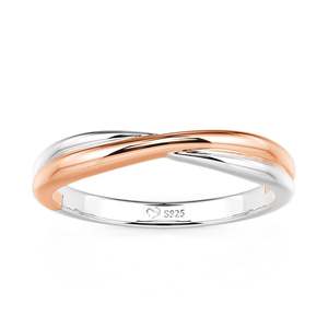 Anillo de Boda Minimalista de Dos Tonos con Circonita para Hombre, Marca Jeulia - Product Image 2
