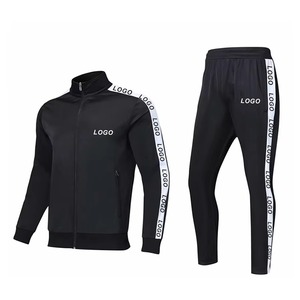 Unisex Vintage Training Jogging Breathable Anti-Bacterial Quick-Dry 100% Polyester Custom Printed Zipper Elastic Tracksuits - Product Image 2