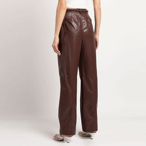 Pantalons en cuir pour femmes en gros, hiver, plats, de haute qualité, imperméables, coupe droite, taille large, forme profilée, prix raisonnable - Product Image 5