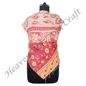 SC1036 Vintage Kantha Work Cotton Handmade <b>Scarf</b> Trendy Design Girls Allover Hand Stitched Plain Style <b>Long</b> Length - Product Image 6