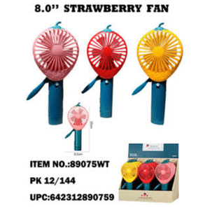 89075 Strawberry Fan Handheld Foldable Power Source <b>Battery</b> <b>Operated</b> - Product Image 1