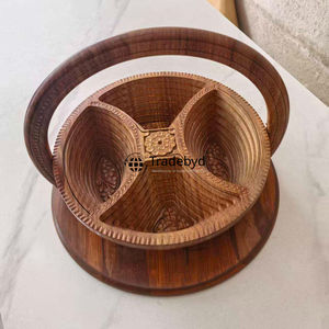 Panier à fruits secs en bois moderne de qualité supérieure, écologique, fait à la main, bol à collation polyvalent pour la maison et l'hôtellerie - Product Image 3