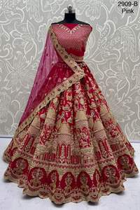 ชุดแต่งกายเจ้าสาวผ้าไหมหนักมีหลายแบบผู้ผลิต lehenga choli และผู้จัดจำหน่ายจาก surat ในอัตราที่ต่ำที่สุด - Product Image 4