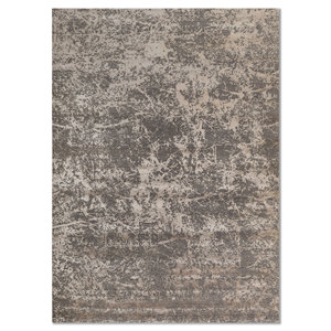 Alfombra Kavi Gris y Negra Anudada a Mano de Lana y Seda de Bambú, Diseño Teoría del Caos, Rectángulo Abstracto para el Hogar y Pasillo, Modelo Esk-411(Fr) - Product Image 1