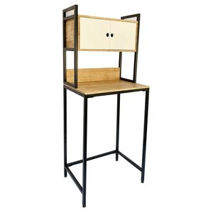 Meuble en bois de caoutchouc KMG68007 70x50x172cm avec cadre en fer, support pour machine à laver, équipement de repassage et de lavage - Product Image 4