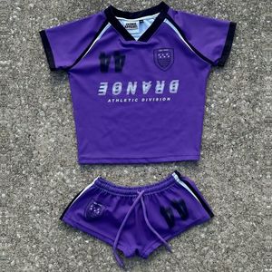 Ensemble t-shirt et short d'été respirant et confortable pour femmes au-dessus du genou tenue à motif solide - Product Image 4