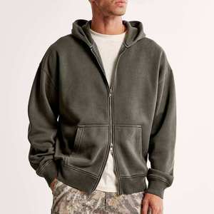 Sudadera con capucha y cremallera lavada con ácido de talla grande para hombre, estilo informal, estampado Digital, algodón, poliéster, transpirable, respetuoso con el medio ambiente - Product Image 6