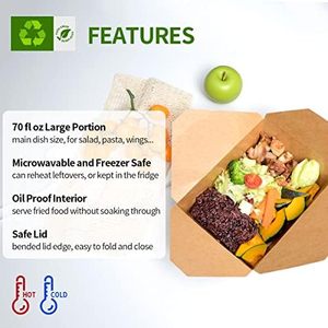 กล่องอาหารกลางวันกระดาษคราฟท์แบบใช้แล้วทิ้งย่อยสลายได้กล่องใส่อาหาร70ออนซ์เป็นมิตรต่อสิ่งแวดล้อม - Product Image 5