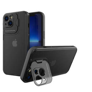 Custodia Premium Nera per iPhone 13 6.1 e iPhone 14 6.1 con Protezione Fotocamera e Supporto - Product Image 1