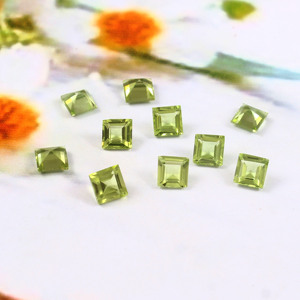 5X5MM AAA calidad Natural verde peridoto cuadrado excelente corte piedra preciosa suelta hecha a mano joyería semipreciosa fabricación lote al por mayor - Product Image 3