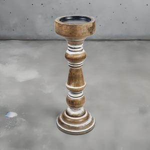 Soporte de vela de madera simple de suministro de fábrica en candelabros de acabado natural para decoración del hogar - Product Image 3