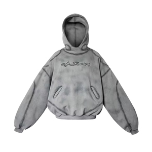 Sweat à capuche tendance style urbain en molleton 100% coton à grammage élevé, avec impression personnalisée, coupé-cousu, faible MOQ, OEM - Product Image 1