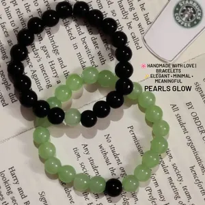 Juego de 2 Pulseras de Cuentas de Vidrio Brillantes y Únicas, Joyería de Plástico Minimalista y Moderna para Fiestas - Product Image 1