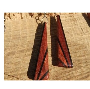 Elegantes pendientes de madera marrón rústico con ganchos dorados, accesorios de moda bohemios ecológicos para mujer, estilo amoroso - Product Image 5