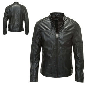 Chaqueta Bomber de cuero genuino para hombres-Diseño clásico atemporal, cuero de vaca suave, chaqueta de cuero elegante y cómoda para hombres - Product Image 3