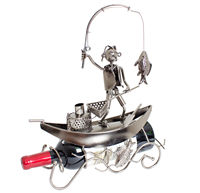 Porte-bouteille de vin unique fantaisie en fer, design bateau de pêcheur, écologique, portable, pour usage extérieur, décoration, présentation, table, bureau