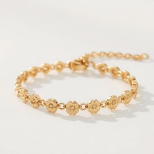 Bracelet élégant en or 14 carats avec diamants, motif floral, chaîne fine, bijoux de luxe pour femmes, OEM - Product Image 4