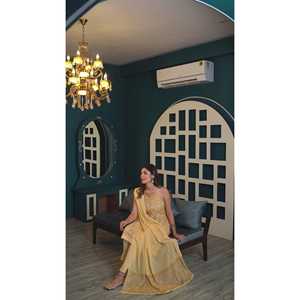 Ensemble Kurta imprimé floral jaune pour femme avec pantalon et dupatta - Product Image 5