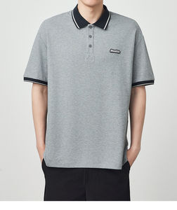 Camiseta Polo de Punto Acanalado con Botones para Hombre al por Mayor, con Puños Ajustados, Cuello Casual Holgado, con MOQ Bajo - Product Image 1