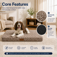 Lit pour chien et chat en chenille douce avec option lin, design moderne uni, garnissage en éponge confortable, support en forme d'œuf, taille XL, plusieurs couleurs