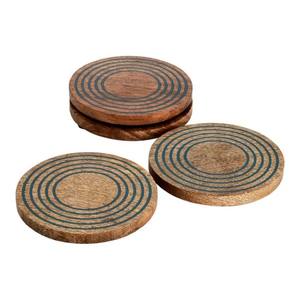 Quincaillerie Sous-verres en bois annelé Vaisselle en grain de bois naturel Sous-verres en bois pour boissons Sous-verres ronds en noyer design annelé - Product Image 4