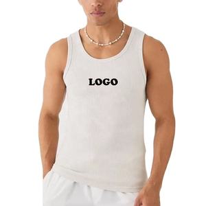Camiseta sin mangas acanalada de gimnasio con tirantes musculosos de culturismo personalizada OEM para hombres - Product Image 1