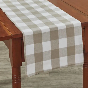 Hot Selling 100% Organic Cotton Gots Certificate Wedding Event Plaid New Home Dinner Decoration Factory Direct Sale <b>Table</b> <b>Runner</b> - Product Image 6