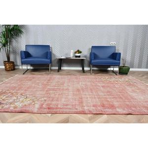 Turkish Rug, 5.7x9.2 ft Vintage Rug, <b>Red</b> Solid <b>Wool</b> Rug - Product Image 2