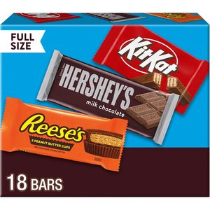 HERSHEY'S, KIT KAT and REESE'S <b>Assorted</b> Milk <b>Chocolate</b> Candy Variety Box, 27.3 oz (18 Count) - Product Image 1