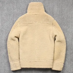 Best Selling Men's Winter Bomber Leather <b>Jacket</b> Customized Design with <b>Sheepskin</b> Fur Embroidery Hot Zipper Closure Plus Size - Product Image 2