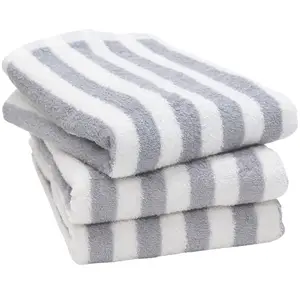 [Wholesale Products] HIORIE Osaka Senshu Brand Stripe Towel 100% Cotton Small Bath Towel 40*100cm 450GSM Thick Soft Wave Grey