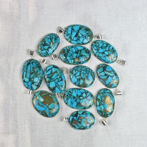 จี้พลอยทองแดงเทอร์ควอยส์ใส่ได้ทั้งชายและหญิงชุดตัวเรือนที่มีคุณภาพหายากชุบเงินคุณภาพดี - Product Image 5