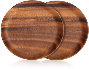 Ensemble de 6 à 10 pièces, assiettes rondes en bois peintes à la main, faciles à nettoyer, non toxiques, non facilement cassables, pour servir des collations lors de fêtes - Product Image 4