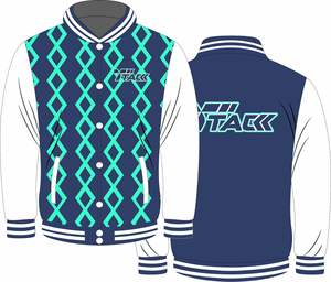 Chaqueta Bomber Varsity de manga larga para hombre de alta calidad, impresión personalizada, cuello levantado, logotipo frontal, Material polar de alta calidad - Product Image 3