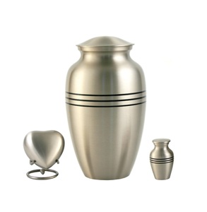 Silver Coating <b>Brass</b> Keepsake Heart <b>Companion</b> Cremation Urn <b>Set</b> of 3 for Human Ashes Wholesale - Product Image 1