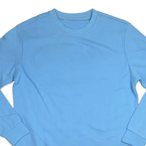 เสื้อสเวตเชิ้ตทรงโอเวอร์ไซส์ แขนยาว คอกลม สีฟ้าอ่อน ลายพิมพ์ 3 มิติ ด้านหน้า สไตล์สปอร์ต คุณภาพพรีเมียม แรงบันดาลใจจากมหาวิทยาลัย ลวดลายฟอกสี - Product Image 3