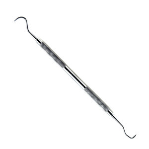 Instrument de détartrage dentaire manuel en acier argenté, double extrémité, haute qualité, certifié CE - Product Image 1