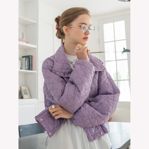 Women's Fashion Windproof Puffer <b>Jacket</b> With Long Sleeves and Full Zipper Stand Collar Solid <b>Pattern</b> Winter Reasonable Price - Product Image 1