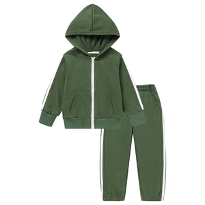 Nouveauté : Ensemble de survêtement décontracté à capuche pour tout-petits, uni, hiver, grande taille, fermeture éclair, manches longues, coton, polyester, taille élastique sur le côté - Product Image 1