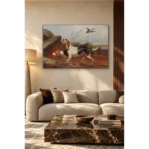 Impression sur toile : Chiens de chasse Fida chassant des canards dans un ruisseau rocailleux - Product Image 4