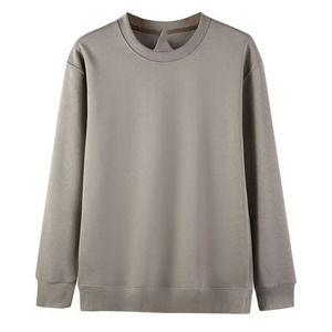 เสื้อสเวตเตอร์ผู้ชายผ้าฝ้ายสีทึบคอกลมทรงหลวมสเวตเชิ้ตแบบมีโครง - Product Image 5