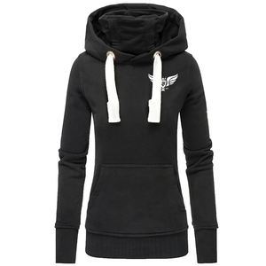 Women <b>Red</b> Pullover Hoodie with Black Hood Long Sleeve Kangaroo Pocket Sweatshirt Casual Streetwear Winter <b>Top</b> - Product Image 2