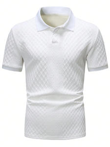 เสื้อโปโลกระดุมผ้าแจ็คการ์ดของผู้ชายเสื้อสีพื้นคอตั้งพิมพ์ลายโลโก้ออกแบบได้ตามต้องการ - Product Image 5