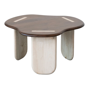 Mesa de centro de madera de mango con forma orgánica de Lineage Corporation, forma libre, estilo de granja moderno, portátil para sala de estudio y sala de estar - Product Image 1